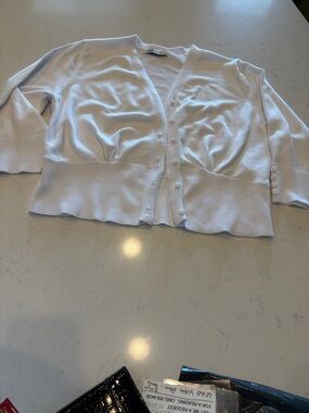 Grace Karin White Knit V-Neck Cardigan